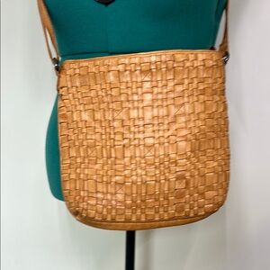 Woven Tan Crossbody Bag